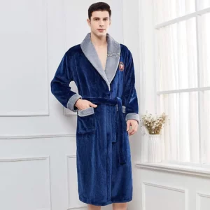 peignoir de bain homme très grande taille bleu